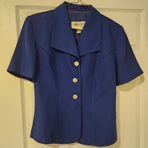 Electric Blue Vintage Short-Sleeve Tie-Back Blazer